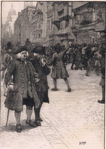 ジョンソン博士が「No Poery Riots」AD 1780のシーンを見る 作： Henry Marriott Paget